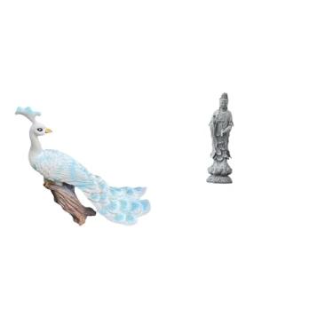 Imagem de Whtkoph Escultura de Figura Decorativa, Ornamento de Jardim, Artesanato, Estátua para Decoração de Casa, Pátio, Obra de Arte em Pedra de Guan Yin, Col.