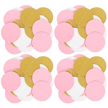 Imagem de Guirlanda de papel decoração suspensa conjunto de 4 peças decoração de festa romântica elegante para dia dos namorados casamento natal feito de papel durável 3 formas de (Redonda)