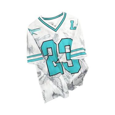 Imagem de Camiseta Masculina De Verão Com Decote Em V Casual Esportiva Respiráve