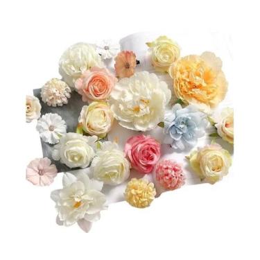 Imagem de Flores Artificiais De Seda Rosa Mista Para Decoração De Casa, Casament