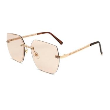 Imagem de HPIRME Óculos femininos sem armação com lentes degradê e proteção UV400 (champanhe)