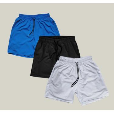 Imagem de Kit 3 Shorts Masculino Elastano WSS Azul Preto e Branco - WSS Brasil, 