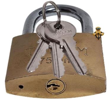 Imagem de Cadeado Grande 75MM Robusto Resistente Antifurto Tritan Com 03 Chaves