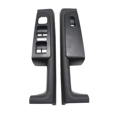 Imagem de Compatível com Skoda Superb 2008-2013 3T1867157 2 PCS Maçaneta da porta interna dianteira preta Interruptor do quadro do apoio de braço Painel de controle da guarnição