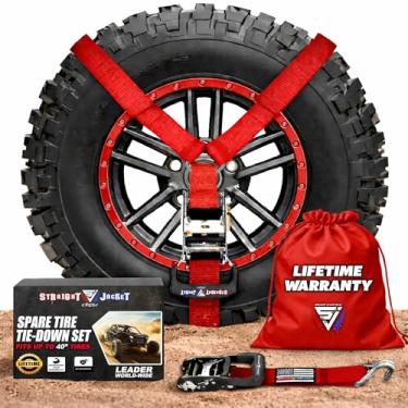 Imagem de Correia Y para pneu sobressalente - Correia de pneu sobressalente resistente para UTV, acessórios off-road e rack de teto, alça de catraca de 3 vias - 4 cm de largura, pode proteger pneu de até 101 cm