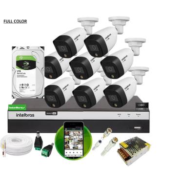 Imagem de Kit 8 Cameras Intelbras Full Color Dvr 8ch Full C/ 3tb