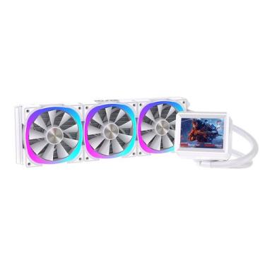 Imagem de Water cooler round5 notus white argb 360mm amd/intel com display lcd r