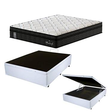 Imagem de Cama Box C/Baú Casal Branco + Colchão de Molas Ensacadas Probel Madrid Pillow Euro Casal
