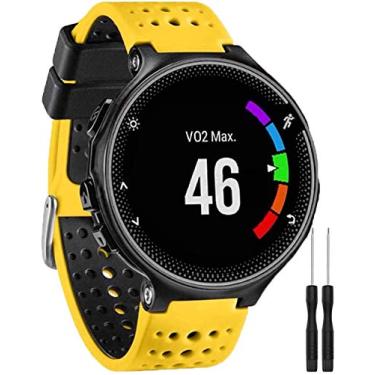 Imagem de Pulseira para Smartwatch Garmin Forerunner modelos 230 235 220 620 630 735 735XT - Nandos-Store (com chave para troca) (Amarelo com preto)