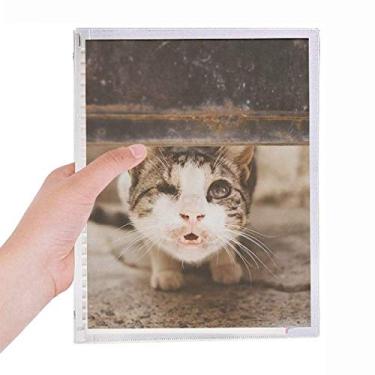 Imagem de Caderno de fotos de gatos engraçados com desenho de animal, diário de folhas soltas recarregável, papelaria