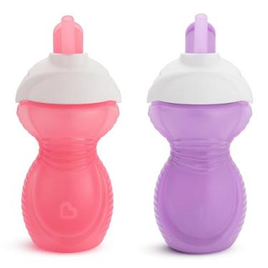 Imagem de Munchkin® Copo infantil Click Lock™ Flip Straw Sippy Cup, 255 g, pacote com 2, rosa/roxo