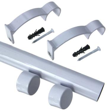 Imagem de Kit Varão De Cortina Valencia 19mm 1,5m (tampa) Couselo Branco