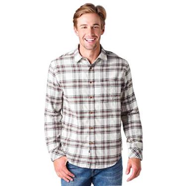 Imagem de Rails Camisa masculina de botão com gola xadrez, Cinza aveia/tijolo, M