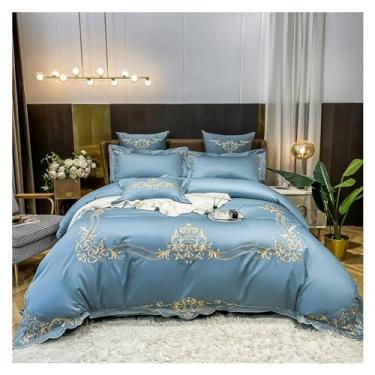 Imagem de Jogo de cama de algodão egípcio, 4 peças, King Queen, capa de edredom e fronha, lençóis de cama (6 solteiros)