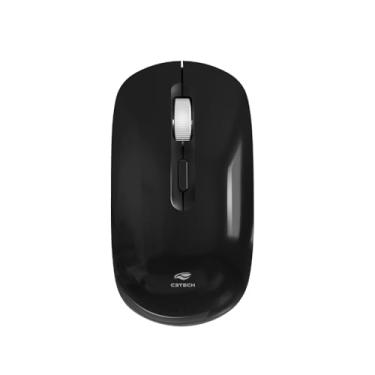 Imagem de Mouse Sem Fio C3Tech M-W80BK Preto bateria Recarregável, Ergonomico, Ambidestro, Botão Scroll Metálico, 1600 DPI, Silencioso, Compatível com Windows, Linux, MacOS