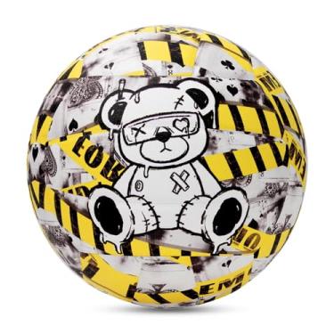 Imagem de Kuangmi Bola de vôlei macia, tamanho 5, bola recreativa interna e externa, bola de jogo de praia de treinamento esportivo para iniciantes, adolescentes e adultos (urso emo)