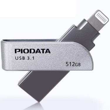Imagem de PioData iXflash Pen Drive de 512 GB MFi certificado Lightning e USB tipo A para iPhone/iPad/Mac/PC Cartão de memória de armazenamento externo para foto