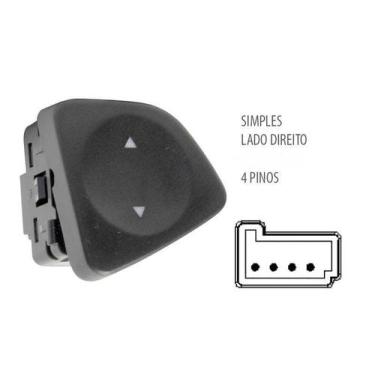 Imagem de Botão Interruptor Vidro Elétrico Simples Uno Direito - FIRST OPTION