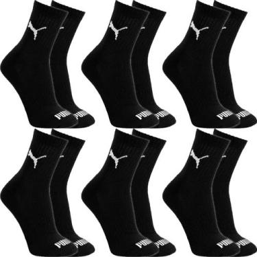 Imagem de Kit 6 Pares Meias Puma Cano Médio Alto Algodão Meia Adulto Masculino F