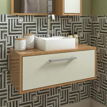 Imagem de Gabinete Suspenso para Banheiro 80cm 1 Porta Basculante Alice - FAEMA