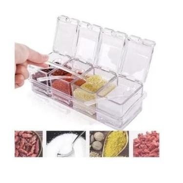 Imagem de Porta Temperos Em Acrilico Com Colher 4 Partes - Hypeeletronicos.Com.B