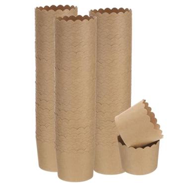 Imagem de HARFINGTON 150 peças de copos de papel para assar, 170 g, papel kraft marrom, forros, cupcake, à prova de gordura, embalagens descartáveis a granel para casamento, aniversário, formatura
