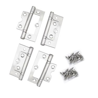 Imagem de WIOEERS Dobradiças sem encaixe, 4 peças de dobradiças de porta de aço inoxidável de 7,6 cm, dobradiças de porta resistentes de aço inoxidável com superfícies polidas.
