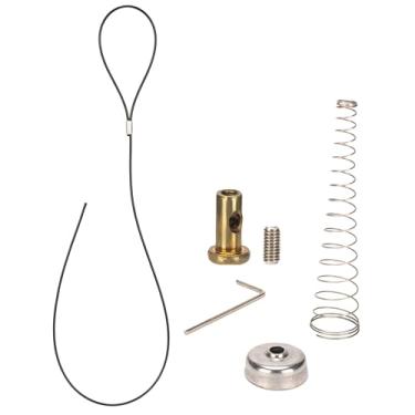 Imagem de Puxador de cabo de trinco de portão, kit de trava acionada por mola para portões de cerca de madeira, cordão de cabo ajustável de 5 cm a 15 cm, mola de aço inoxidável, 1 pacote