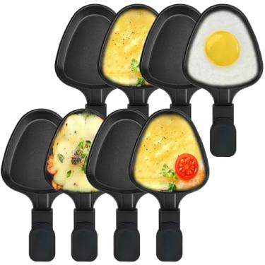 Imagem de Mini grelha revestida antiaderente, acessórios de derretimento para raquetas, bandejas de substituição, pratos de raclette, mini formas de raclette, forma triangular (8 peças)