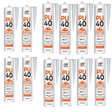 Imagem de Kit 12 Cola Pu 40 Flex Silicone Selante 380g Orbi Branco - Orbi Quimic