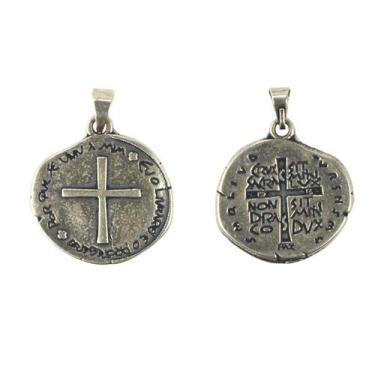 Imagem de Medalha das Duas Cruzes Prata Velha 22 mm - Canção Nova