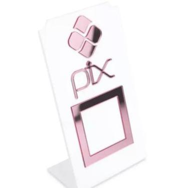 Imagem de Placa Display QR code PIX - Tintin, Branco Rosa