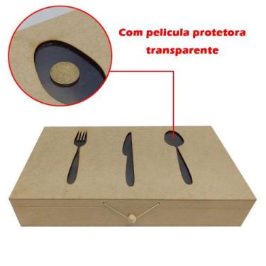 Imagem de Caixa Retangular Porta Talheres 40x23,5x7,5 Mdf Madeira - ATACADÃO DO 