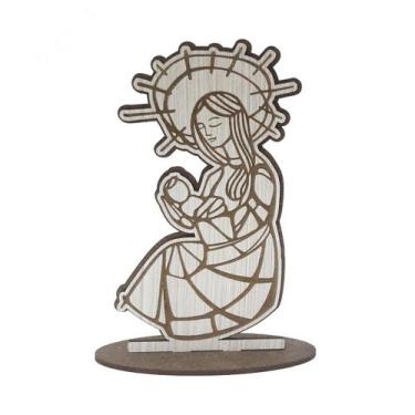 Imagem de Display com Base Nossa Senhora Nascimento de Jesus 16cm Madeira Mdf - 