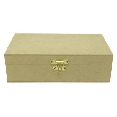 Imagem de Kit 3 Caixa Retangular Dobradiça e Fecho 30x20x7 Mdf Madeira - ATACADÃ