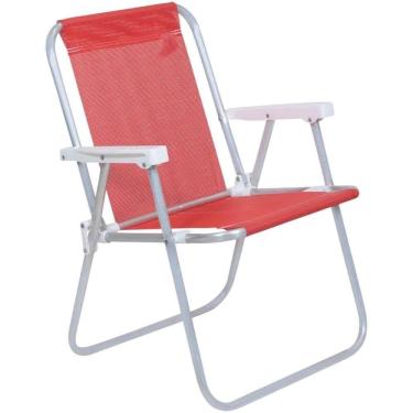 Imagem de Cadeira de Praia Alta em Alumínio e Sannet Vermelha BEL