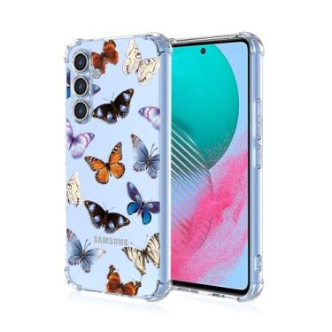 Imagem de RRXSYXL Capa para celular Samsung M55 5G com estampa floral transparente e borboletas, capa de TPU macio com proteção à prova de choque para Samsung Galaxy M55 5G (borboletas coloridas)