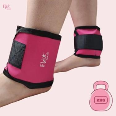 Imagem de Par Tornozeleira Caneleira rosa Peso 2kg PAR Treino Exercício exercíci