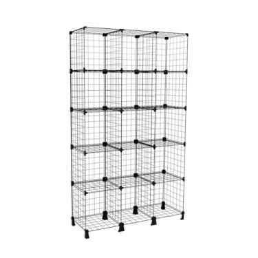Imagem de Estante Aramada com Nichos 40x40cm para Livros Roupas Estoque Loja Confecção Prateleira de Aço Multiuso (Preto, 15 Nichos (205x120x40cm))