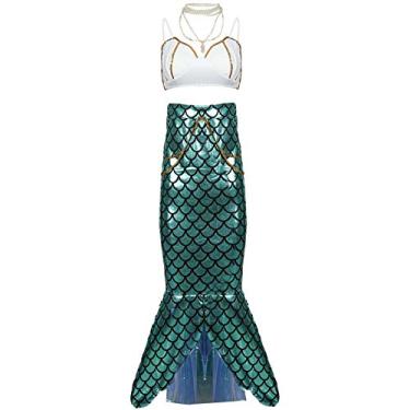 Imagem de Vgolar Mermaid Costume Women Mermaid Dress Two-pieced Set Costume for Women (Green, 12-14/X-Large)