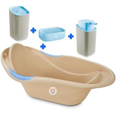 Imagem de Kit Banho Baby Bebê Infantil Banheira Saboneteira Dispenser Porta Algo