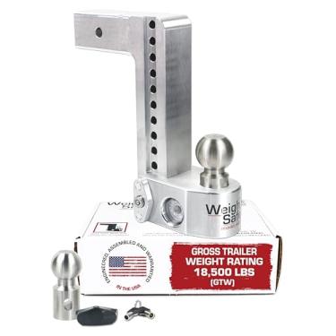 Imagem de Weigh Safe Suporte de bola de engate de reboque ajustável - Engate de queda ajustável de 25,4 cm para receptor de 6,3 cm - Engate de reboque de alumínio resistente premium com balança de peso embutida