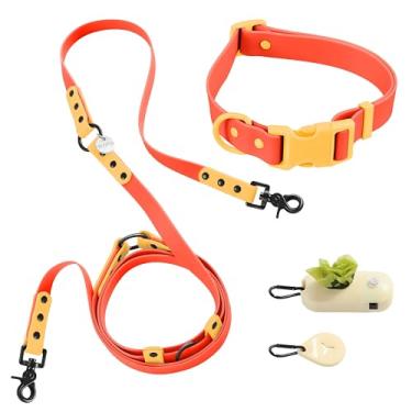 Imagem de THE LICKER STORE WLK1006A-5SET Luna Grande 2,5 m, ajustável, 6 em 1, à prova d'água, coleira e coleira mãos livres com lanterna LED, dispensador de bolsa e suporte para cocô, Aperol