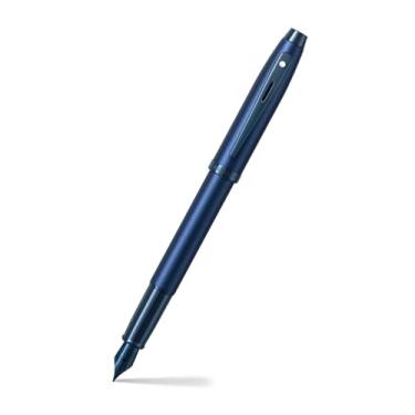 Imagem de Sheaffer Gift 100 9371 Caneta-tinteiro azul acetinado com acabamento azul | Caneta-tinteiro ponta média | Conjunto de caneta premium para presente