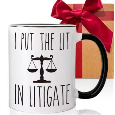 Imagem de CATABUBU Caneca de café I Put The Lit In Litigate, presentes engraçados para advogado, presente de aniversário para advogado, colega de trabalho, advogado, mulheres, presentes para estudantes de