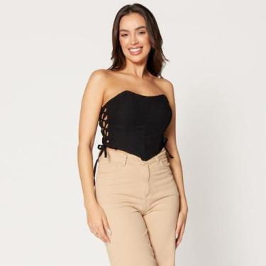 Imagem de Blusa Cropped Corset Preto - Sal Do Mar