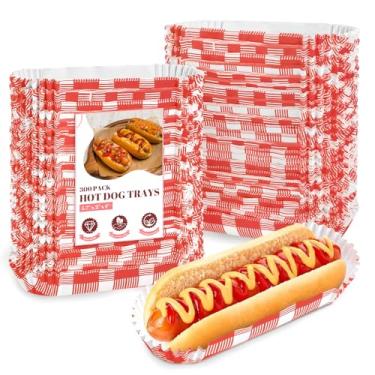 Imagem de Ocmoiy 300 bandejas de papel para cachorro-quente de 15 cm, suporte de concessão, suporte descartável, para cachorro-quente, barcos para cachorros-quentes, suprimentos para carrinhos de
