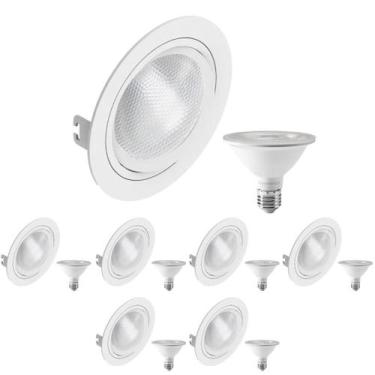 Imagem de 7 Spot Embutir Face Plana PAR30 + 1 Lâmpada LED 10W 6500K E27 - SAVE E