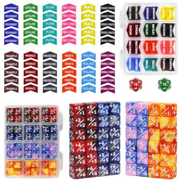 Imagem de FIGURESLAB 110PCS MTG Keywords Tokens & 12mm Dice Counter for Magic The Gatering, Bulk Ability Tokens MTG Life Counters D20 Loyalty 6 Sided Dice, Compatible with TCG CCG Magic Card Gaming Accessories