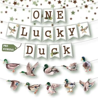 Imagem de One Lucky Duck Banner, Mallard Duck Birthday Decorations - 1 set